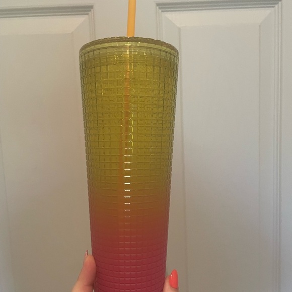 Pink and Yellow ombré Starbucks Tumbler - Picture 1 of 3